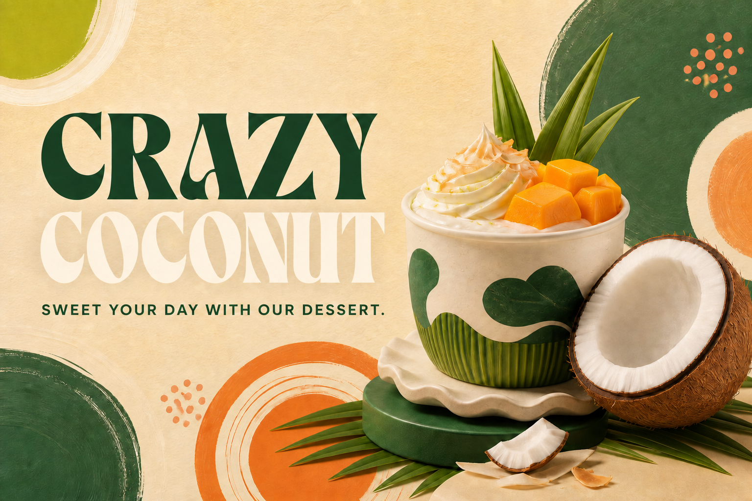 Crazy Coconut dessert with fresh coconut and tropical accents